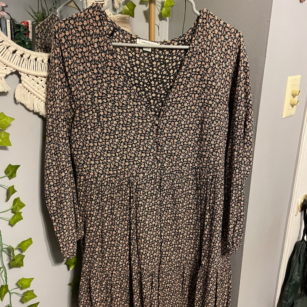 Floral Black and Pink Women's Dress